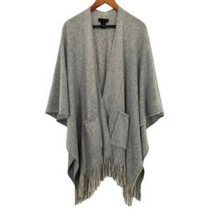 Steve Madden Women’s Fringe Rib Knit Poncho Sweater